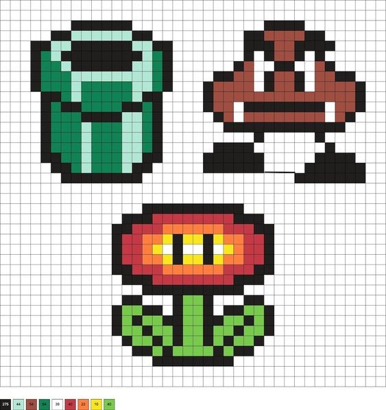 23 idées de dessins Pixel art Mario à colorier 38