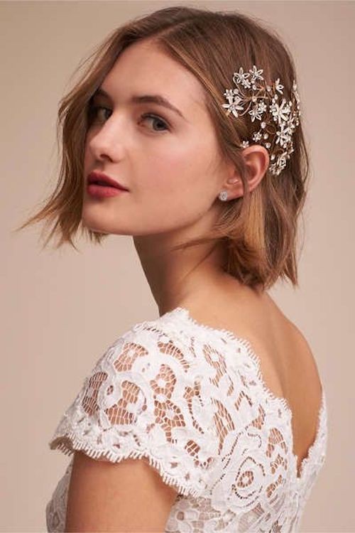 Coupe courte mariage : 31 idées de coiffures de mariées pour cheveux courts 30