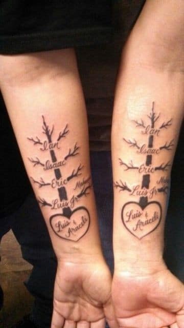 22 Tatouages arbre de vie avec prénom & Significations 19