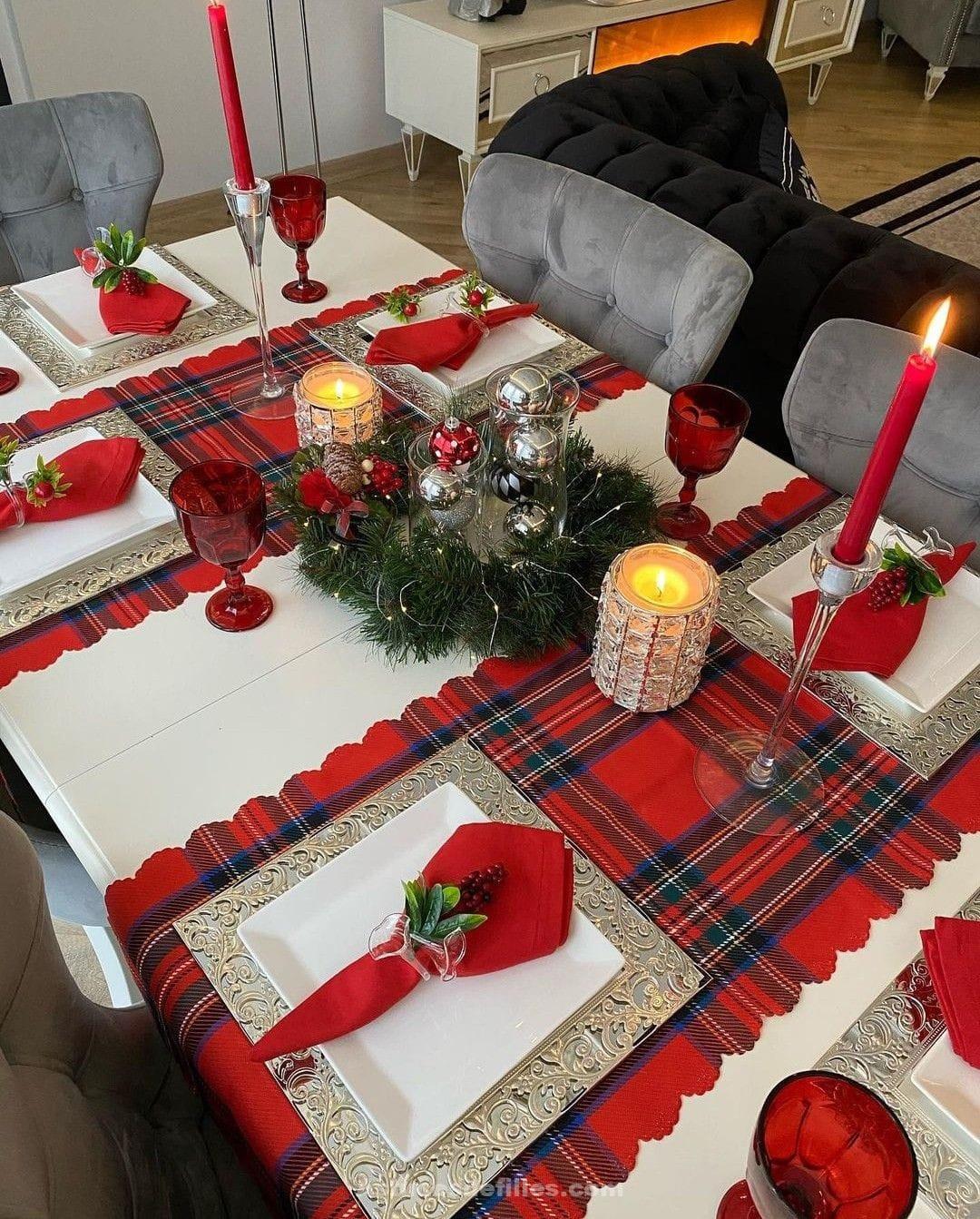 80 Décorations de tables de Noël et repas de Noël 16