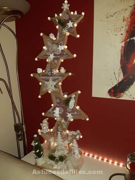 26 Décorations de Noël en bois en forme d'étoiles 23